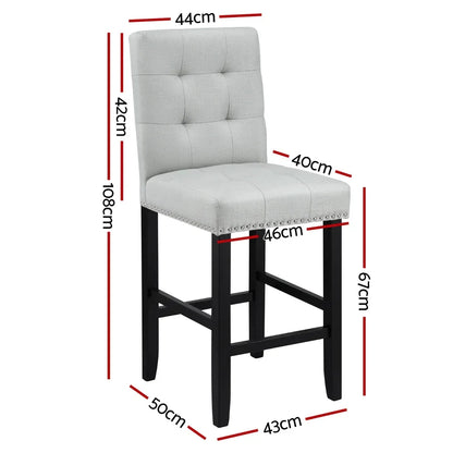 Artiss 4x Bar Stools Kitchen Dining Chairs Counter Fabric Stool Wooden Ada Grey - Mekamart Australia