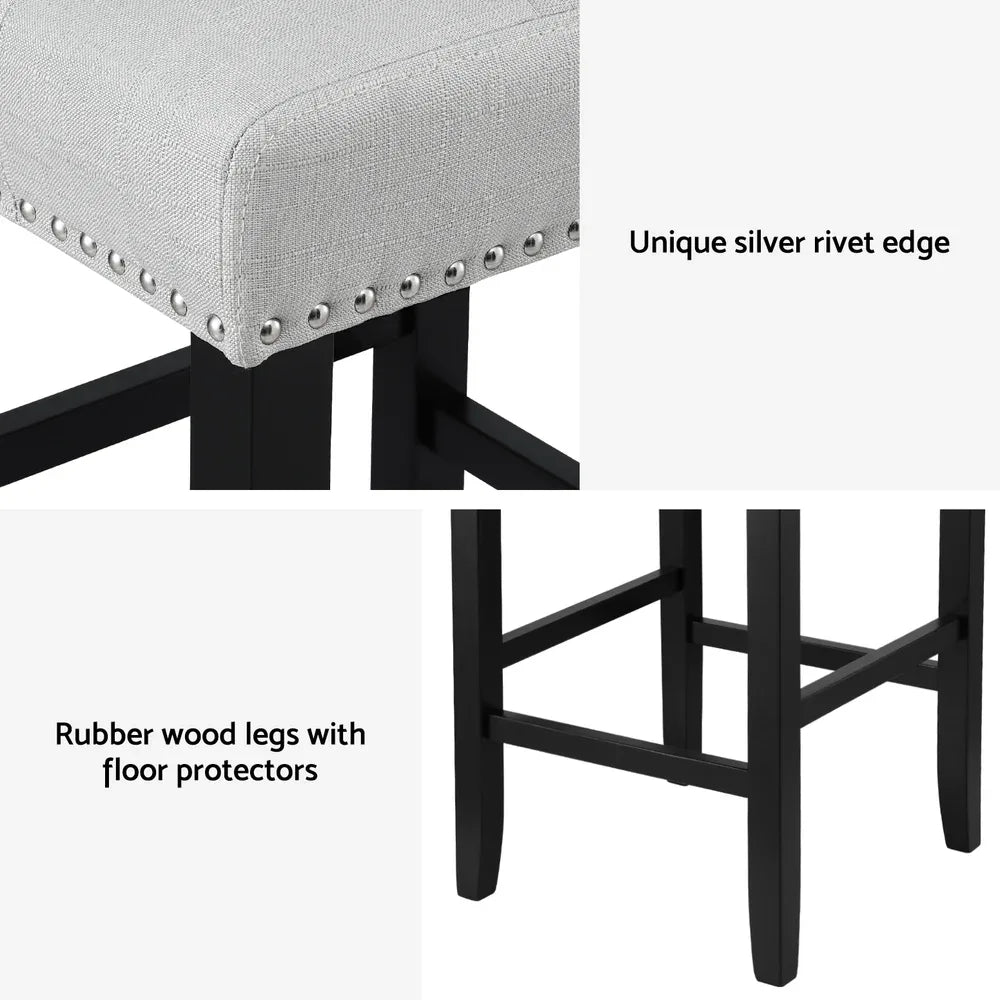 Artiss 4x Bar Stools Kitchen Dining Chairs Counter Fabric Stool Wooden Ada Grey - Mekamart Australia