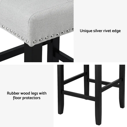 Artiss 4x Bar Stools Kitchen Dining Chairs Counter Fabric Stool Wooden Ada Grey - Mekamart Australia