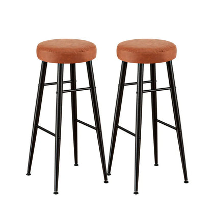 Artiss 2x Bar Stools Kitchen Dining Chairs Counter Round PU Leather Lane Brown - Mekamart Australia
