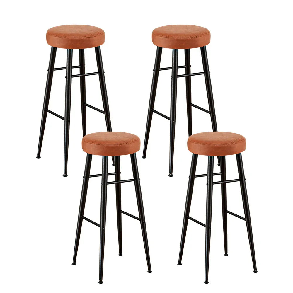 Artiss 4x Bar Stools Kitchen Dining Chairs Counter Round PU leather Lane Brown - Mekamart Australia