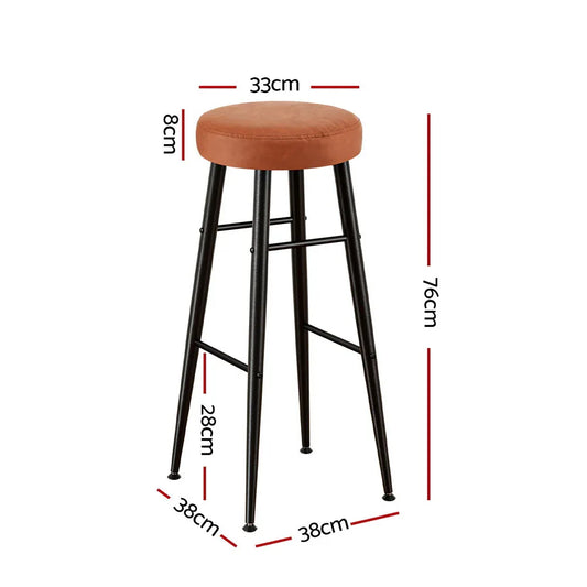 Artiss 4x Bar Stools Kitchen Dining Chairs Counter Round PU leather Lane Brown - Mekamart Australia