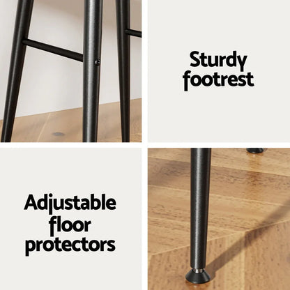 Artiss 4x Bar Stools Kitchen Dining Chairs Counter Round PU leather Lane Brown - Mekamart Australia