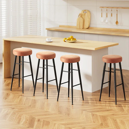 Artiss 4x Bar Stools Kitchen Dining Chairs Counter Round PU leather Lane Brown - Mekamart Australia