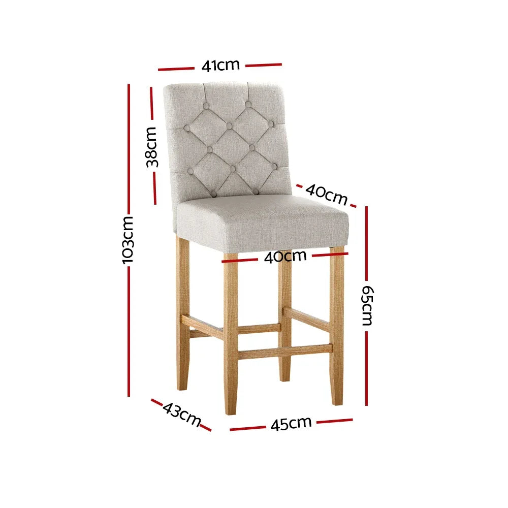 Artiss 2x Bar Stools Linen Upholstered Chairs - Mekamart Australia