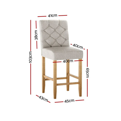 Artiss 2x Bar Stools Linen Upholstered Chairs - Mekamart Australia