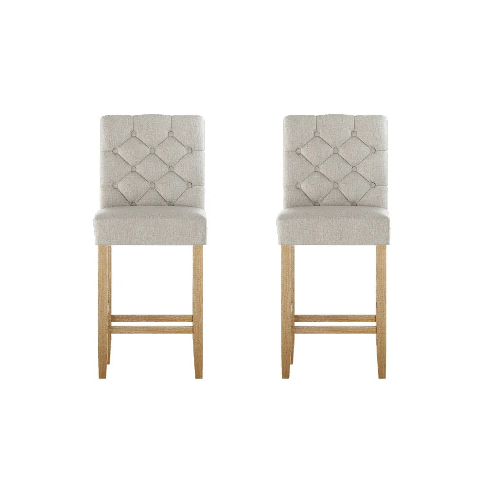 Artiss 2x Bar Stools Linen Upholstered Chairs - Mekamart Australia