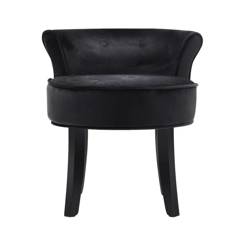 Artiss Vanity Stool Velvet Black Abella - Mekamart Australia