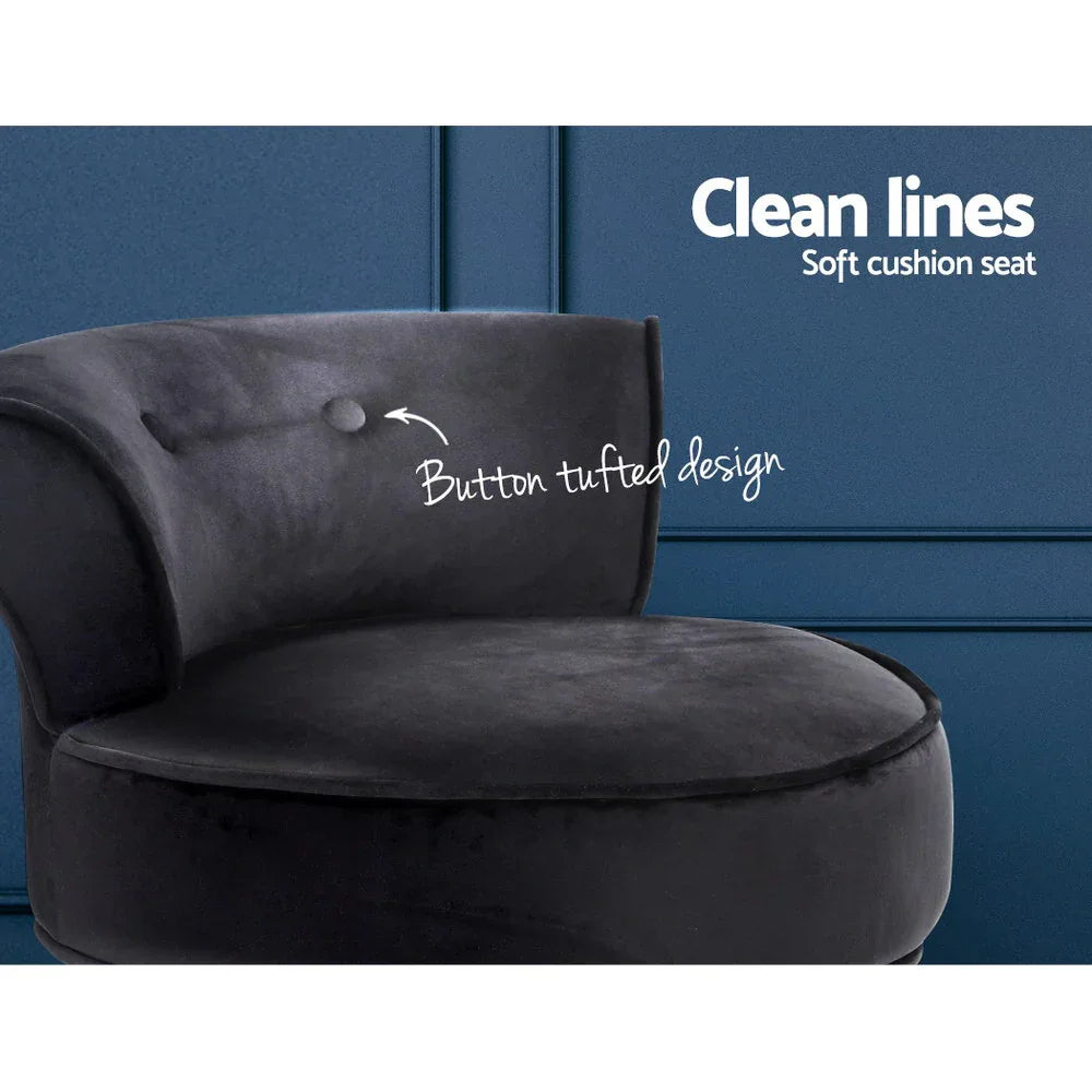 Artiss Vanity Stool Velvet Black Abella - Mekamart Australia