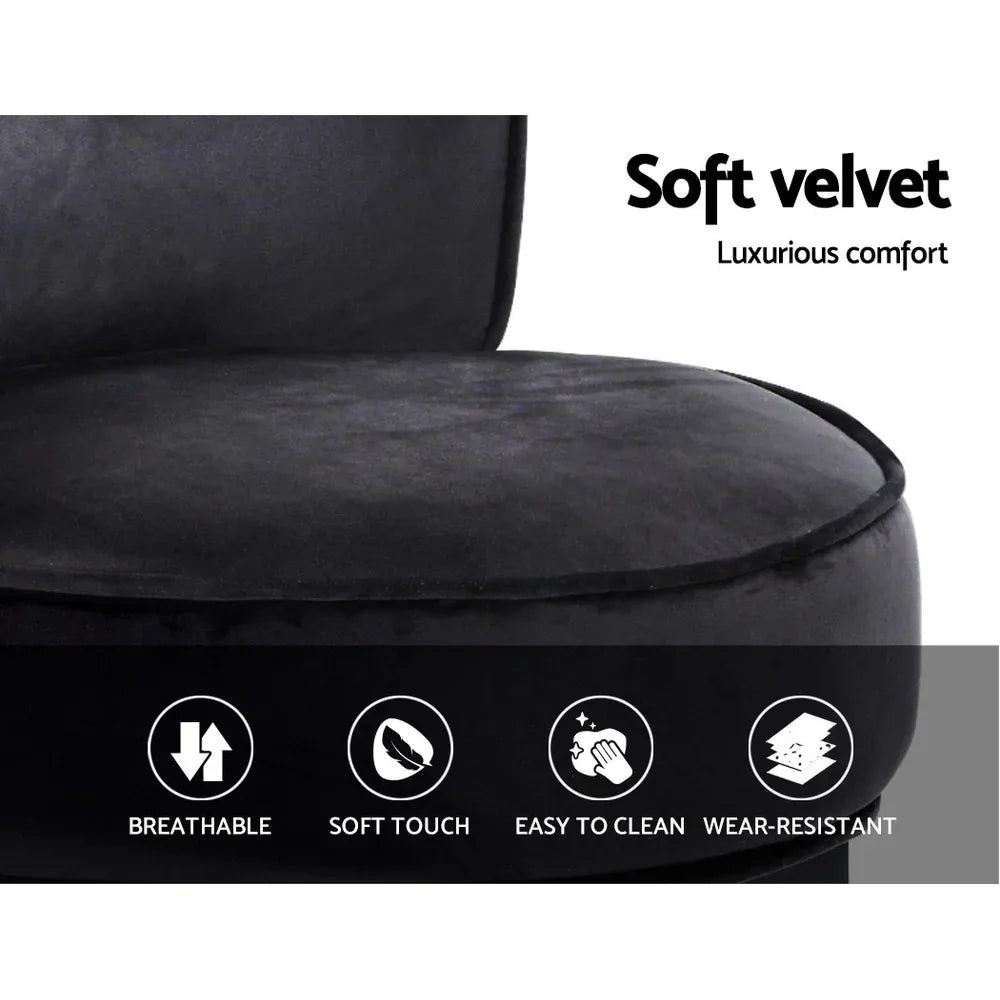 Artiss Vanity Stool Velvet Black Abella - Mekamart Australia