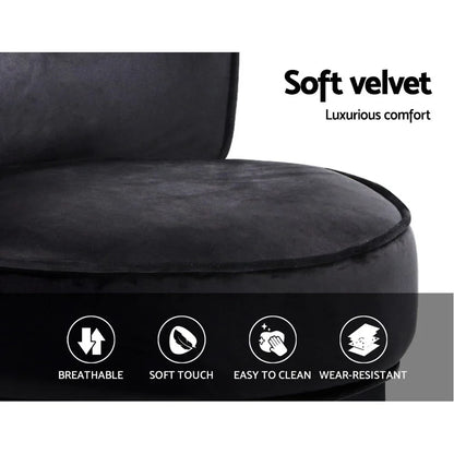 Artiss Vanity Stool Velvet Black Abella - Mekamart Australia