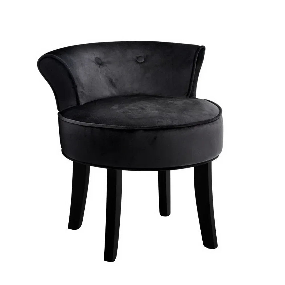 Artiss Vanity Stool Velvet Black Abella - Mekamart Australia