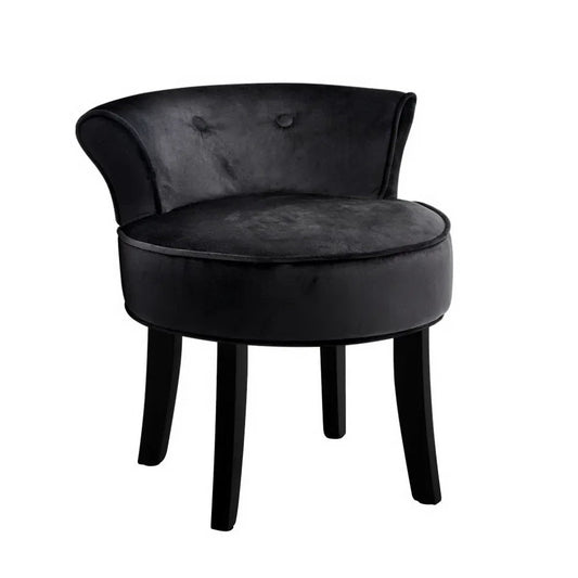 Artiss Vanity Stool Velvet Black Abella - Mekamart Australia