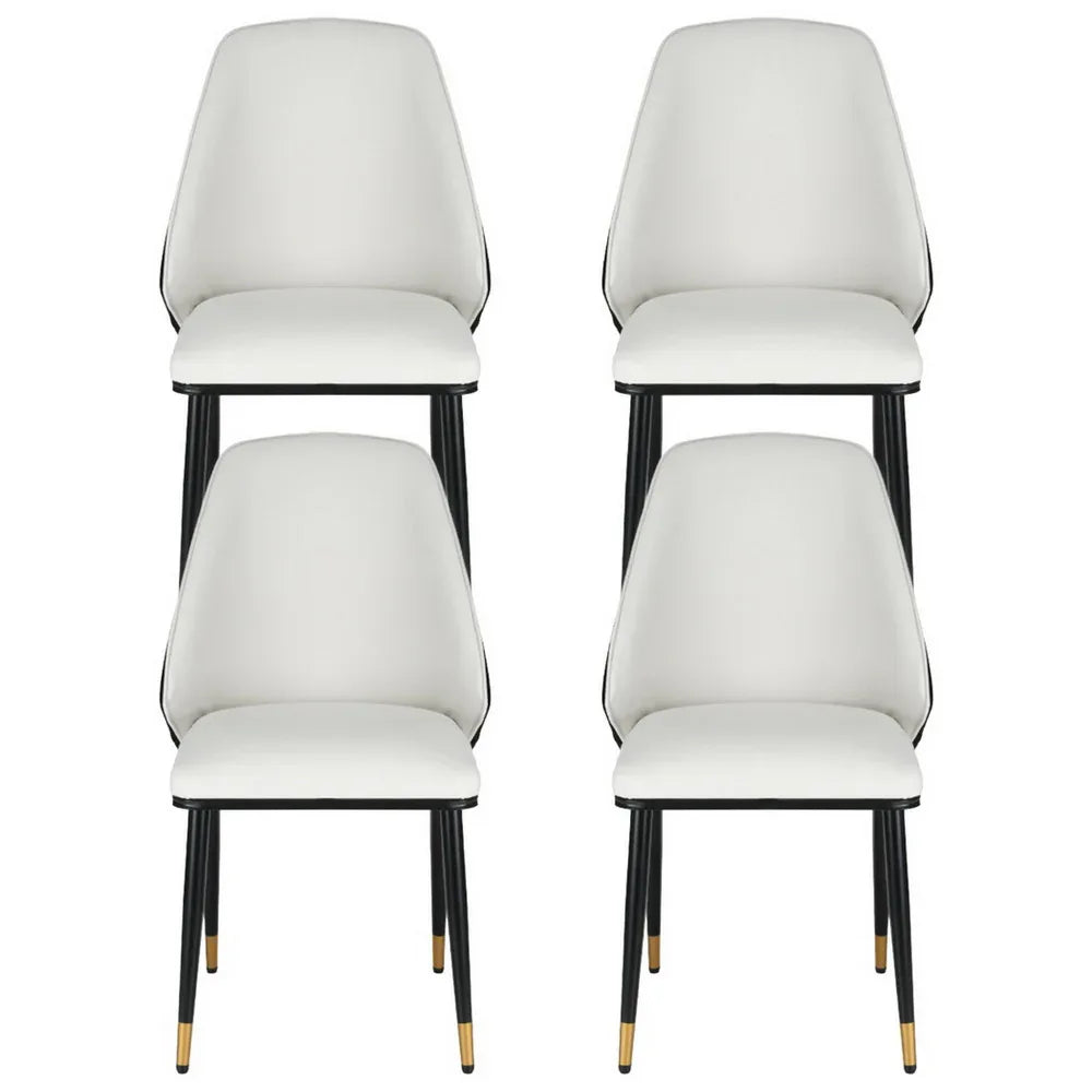 Artiss Dining Chairs Set of 4 Leather Seat Beige and Black - Mekamart Australia