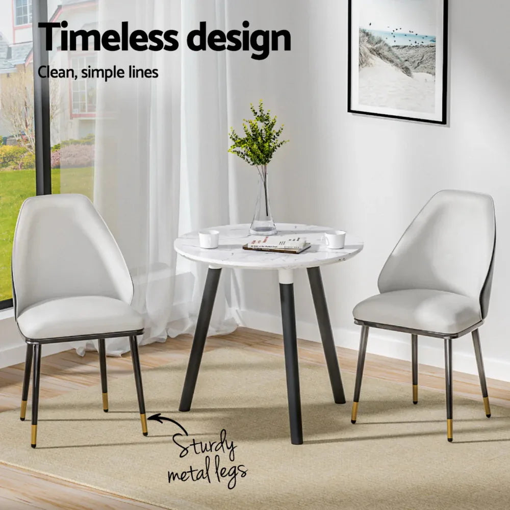 Artiss Dining Chairs Set of 4 Leather Seat Beige and Black - Mekamart Australia