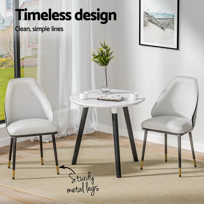 Artiss Dining Chairs Set of 4 Leather Seat Beige and Black - Mekamart Australia