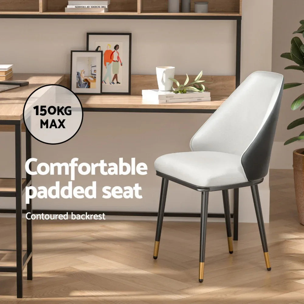 Artiss Dining Chairs Set of 4 Leather Seat Beige and Black - Mekamart Australia