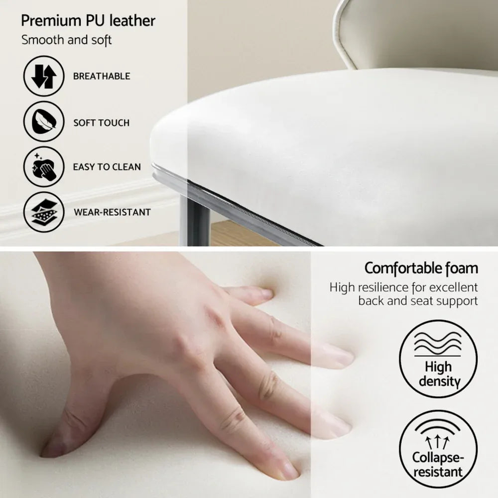 Artiss Dining Chairs Set of 4 Leather Seat Beige and Black - Mekamart Australia