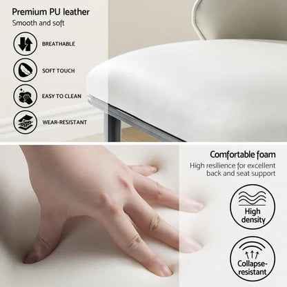 Artiss Dining Chairs Set of 4 Leather Seat Beige and Black - Mekamart Australia