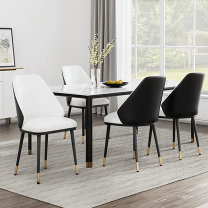 Artiss Dining Chairs Set of 4 Leather Seat Beige and Black - Mekamart Australia
