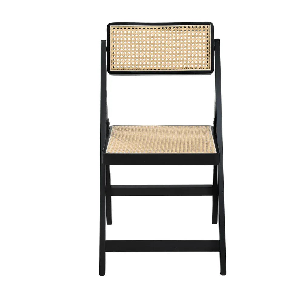 Artiss Dining Chair Wooden Rattan Foldable Black - Mekamart Australia