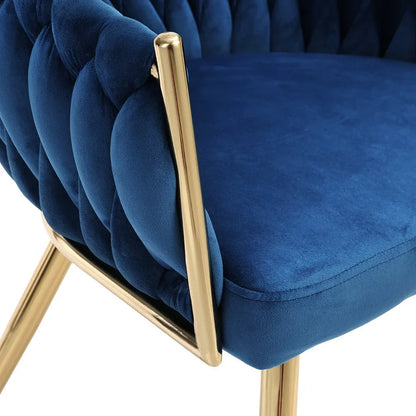 Artiss Dining Chair Velvet Weaving Armchair Blue - Mekamart Australia