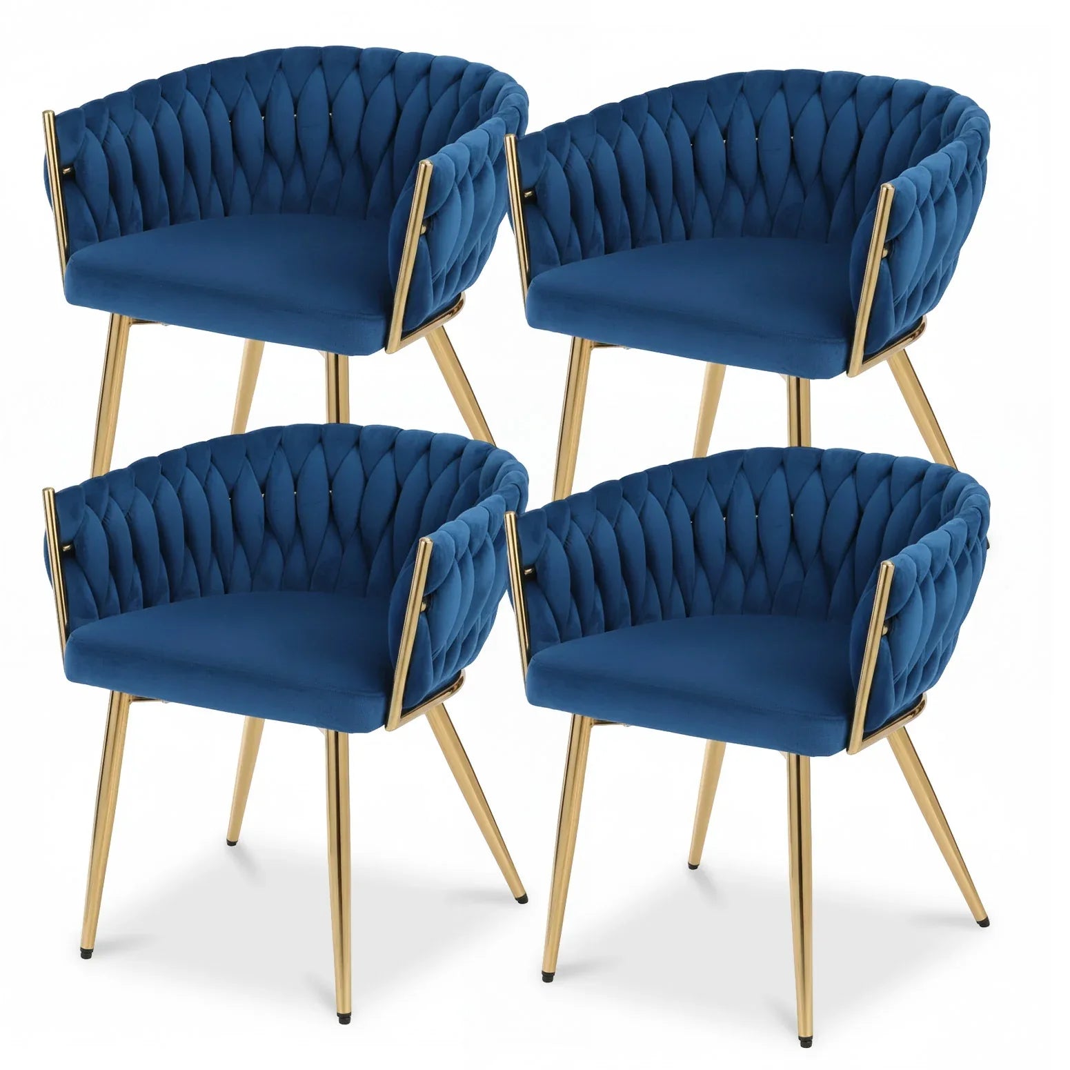 1 Set of 4 Artiss Dining Chairs Velvet Weaving Armchair Blue - Mekamart Australia