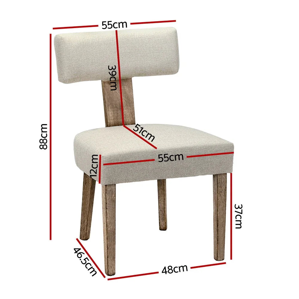 Artiss Dining Chairs Set of 4 Linen Fabric Wooden Beige - Mekamart Australia