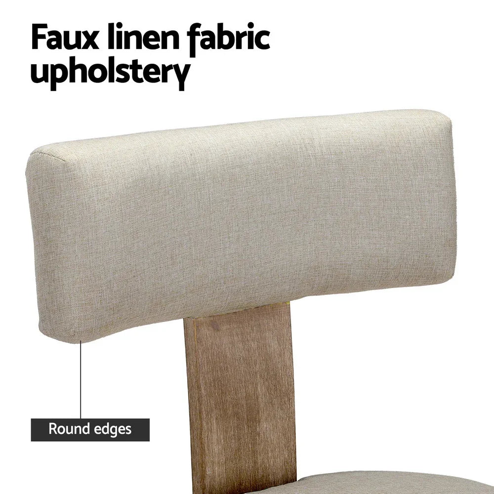 Artiss Dining Chairs Set of 4 Linen Fabric Wooden Beige - Mekamart Australia