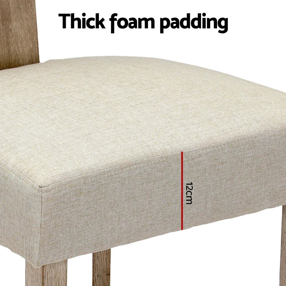 Artiss Dining Chairs Set of 4 Linen Fabric Wooden Beige - Mekamart Australia