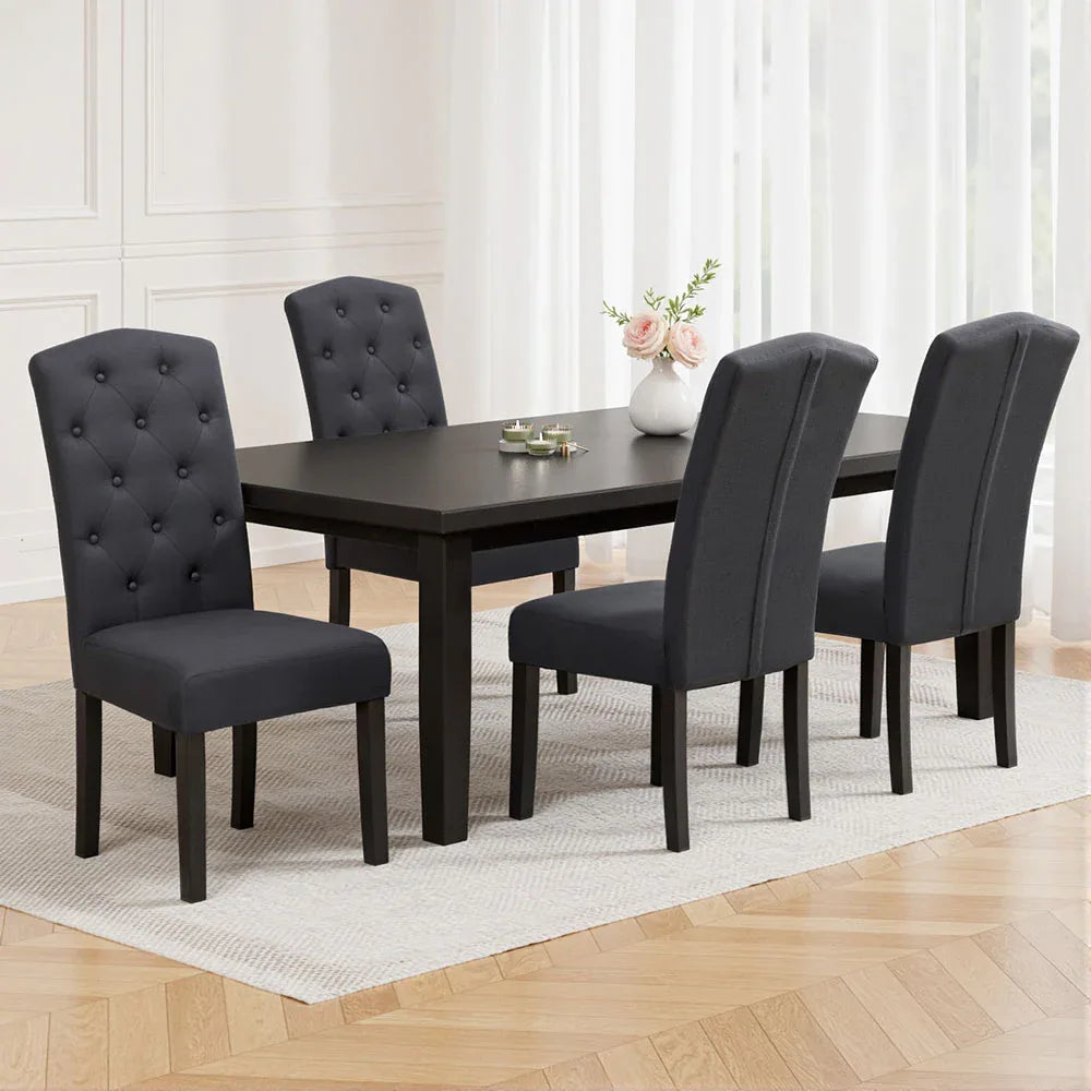 Artiss Dining Chairs Set of 4 Linen Parsons Chair Dark Grey - Mekamart Australia