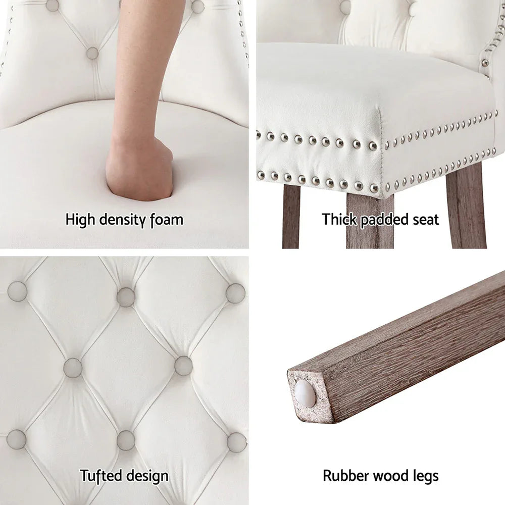 1 Set of 2 Artiss Dining Chairs Beige Velvet - Mekamart Australia