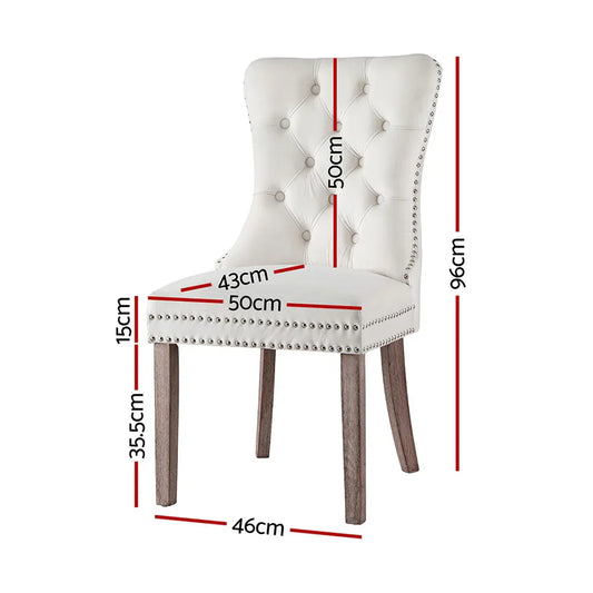 1 Set of 4 Artiss Dining Chairs Beige Velvet