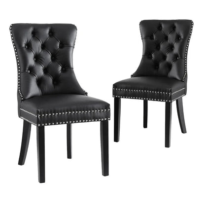 1 Set of 2 Artiss Dining Chairs Black Leather - Mekamart Australia