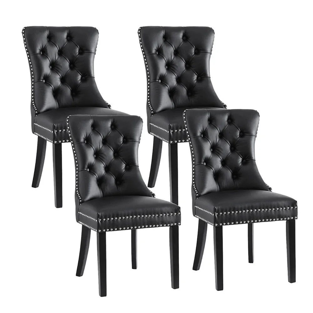 1 Set of 4 Artiss Dining Chairs Black Leather - Mekamart Australia