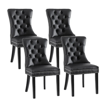 1 Set of 4 Artiss Dining Chairs Black Leather - Mekamart Australia