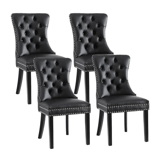 1 Set of 4 Artiss Dining Chairs Black Leather - Mekamart Australia
