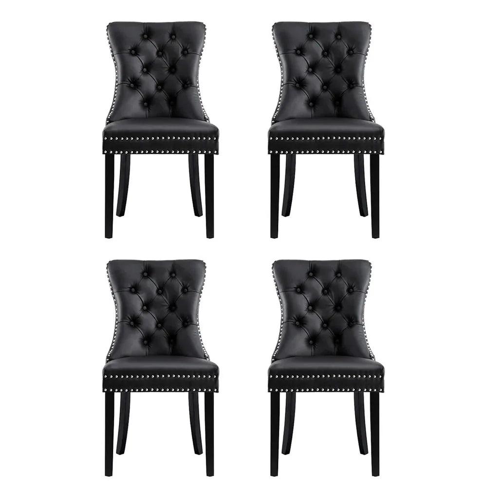 1 Set of 4 Artiss Dining Chairs Black Leather - Mekamart Australia