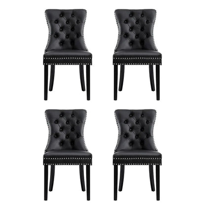 1 Set of 4 Artiss Dining Chairs Black Leather - Mekamart Australia