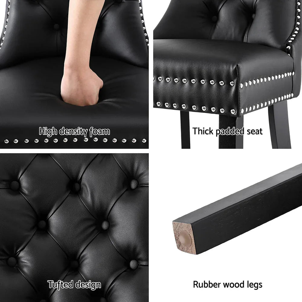 1 Set of 4 Artiss Dining Chairs Black Leather - Mekamart Australia