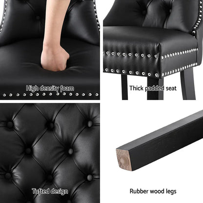 1 Set of 4 Artiss Dining Chairs Black Leather - Mekamart Australia