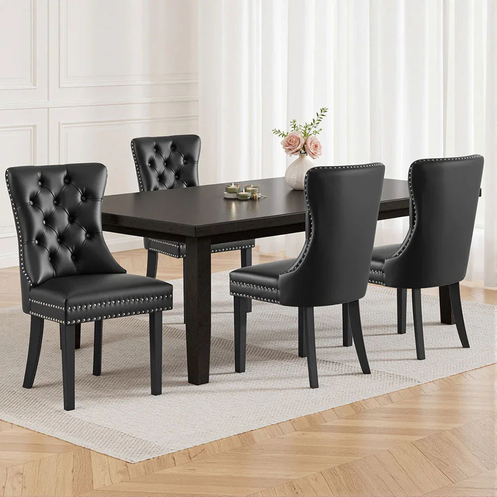1 Set of 4 Artiss Dining Chairs Black Leather - Mekamart Australia