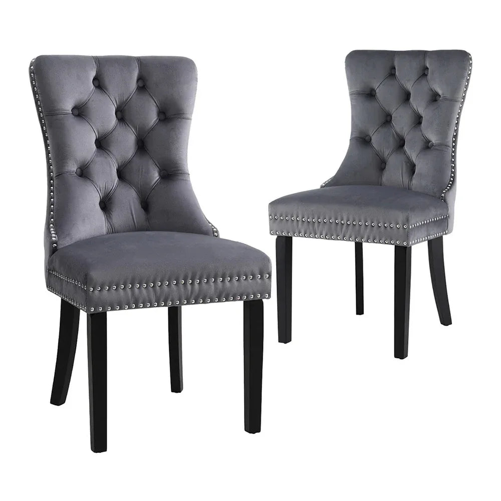 1 Set of 2 Artiss Dining Chairs Grey Velvet - Mekamart Australia
