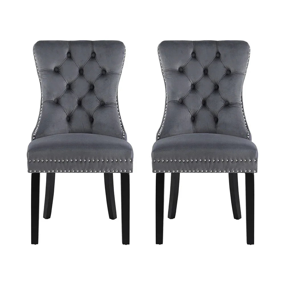 1 Set of 2 Artiss Dining Chairs Grey Velvet - Mekamart Australia