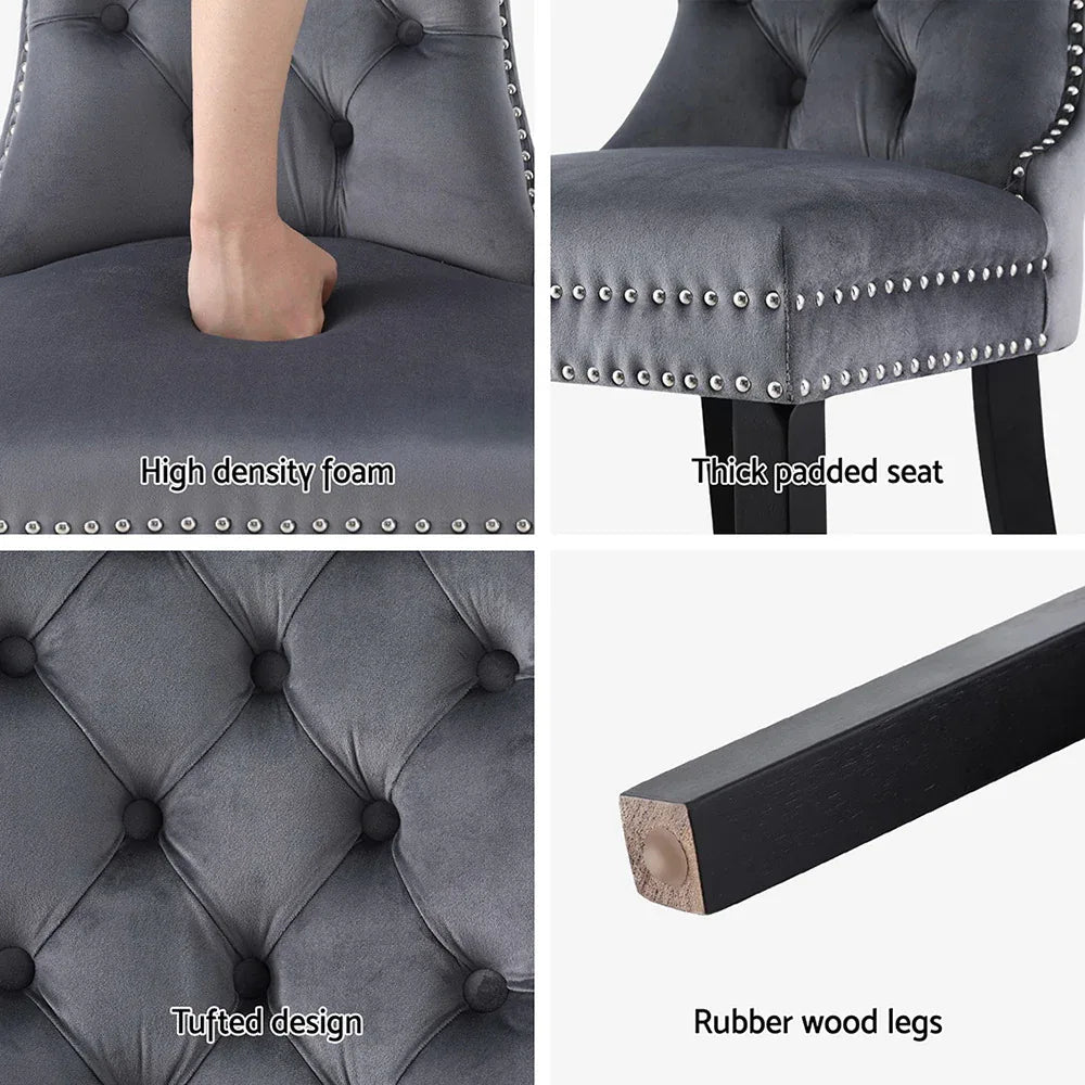 1 Set of 2 Artiss Dining Chairs Grey Velvet - Mekamart Australia