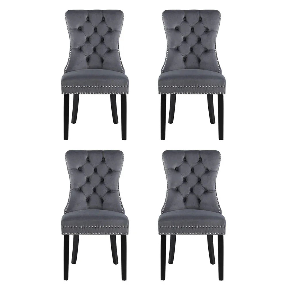 1 Set of 4 Artiss Dining Chairs Grey Velvet - Mekamart Australia