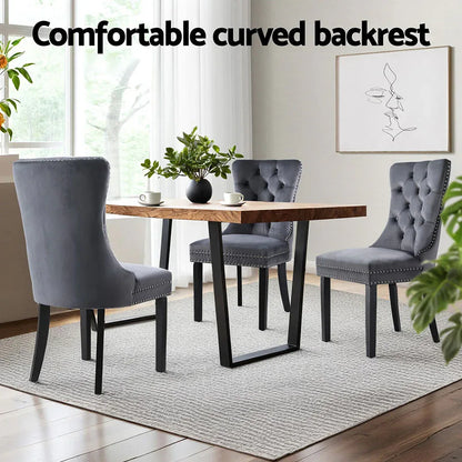1 Set of 4 Artiss Dining Chairs Grey Velvet - Mekamart Australia