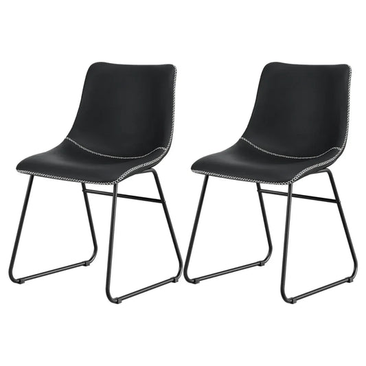 Artiss 2x Dining Chairs Retro PU Leather Kitchen Lounge Cafe Accent Chair Black - Mekamart Australia
