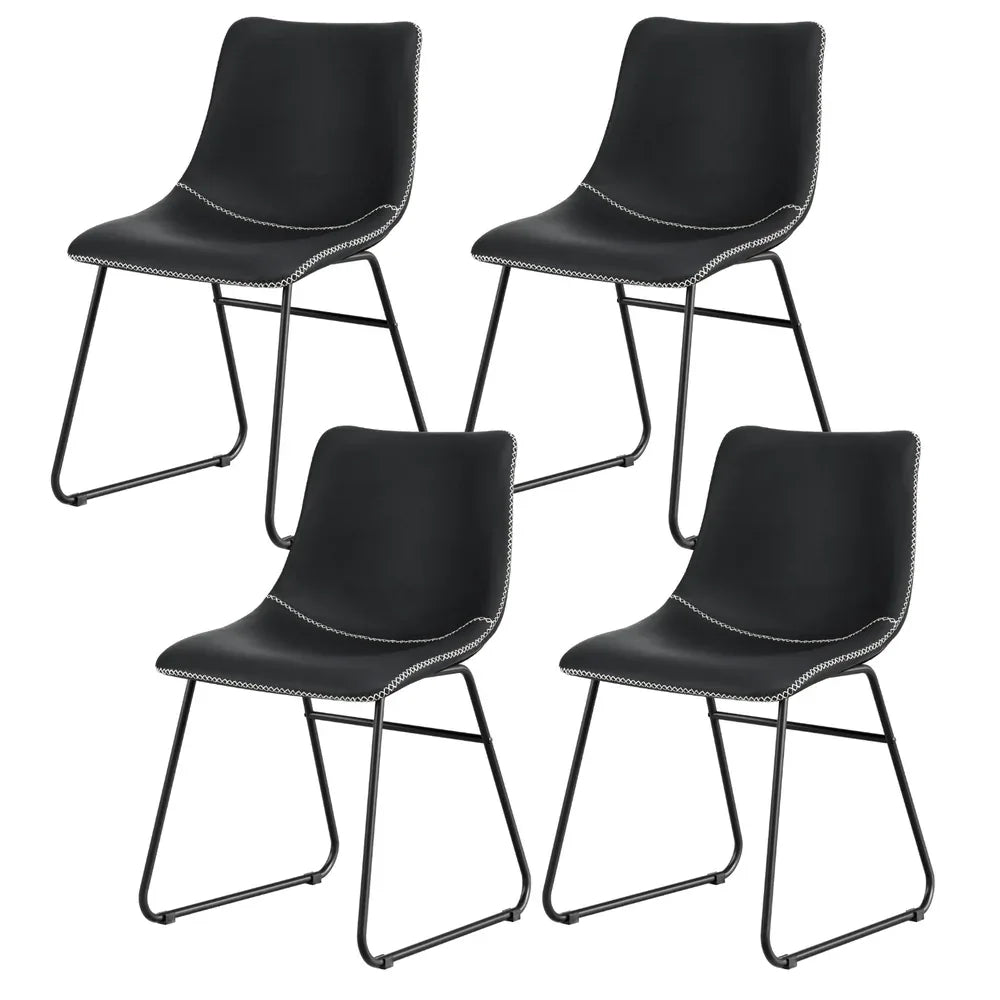 Artiss 4x Dining Chairs Retro PU Leather Kitchen Lounge Cafe Accent Chair Black - Mekamart Australia