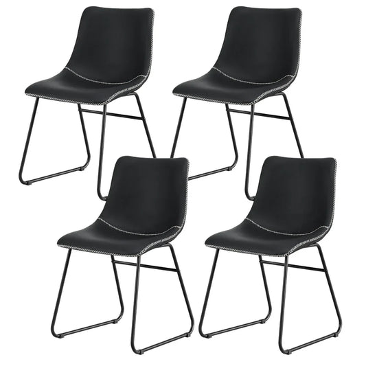 Artiss 4x Dining Chairs Retro PU Leather Kitchen Lounge Cafe Accent Chair Black - Mekamart Australia